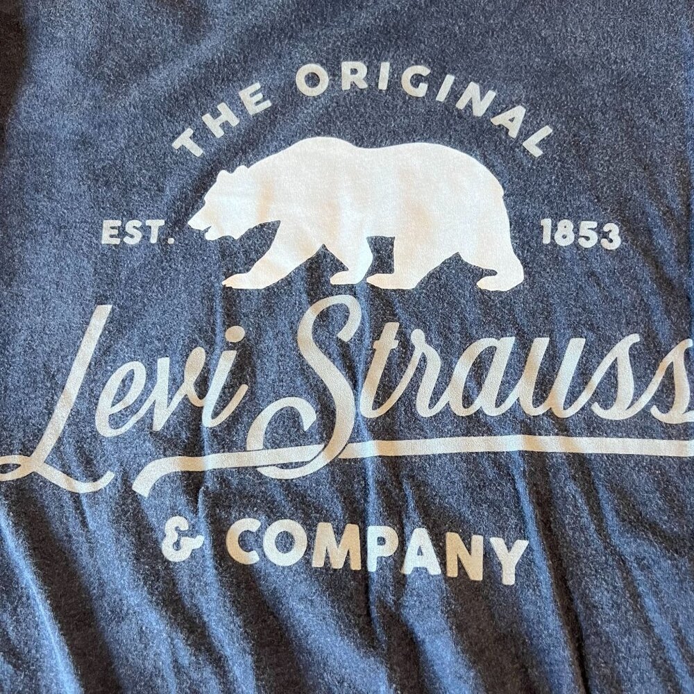 Levi's Levi Strauss & Co 100% Cotton Blue Washed Short Sleeve T-shirt Men's size - Picture 6 of 7
